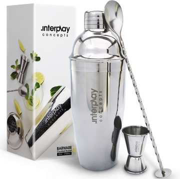 3-Piece 750ml Stainless Steel Cocktail Shaker Set - Interplay Concepts